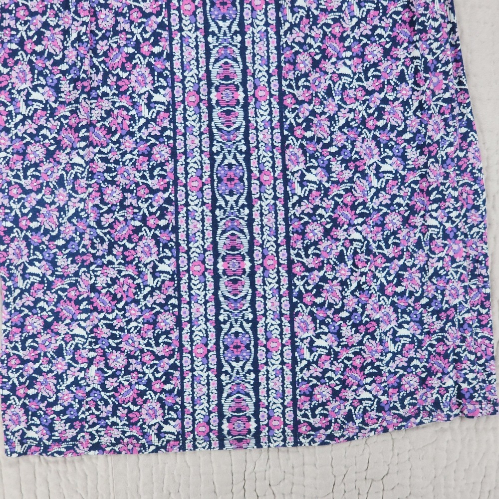 J Jill Maxi Dress M Floral Purple Jersey Shift Sleeveless Beach Resortwear 53" - Picture 11 of 13